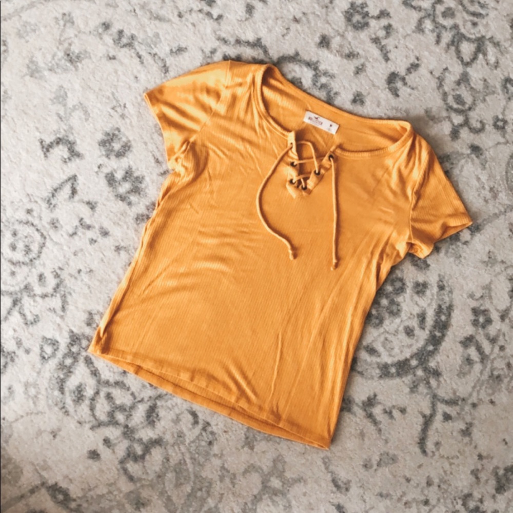 Hollister lace up front ribbed top